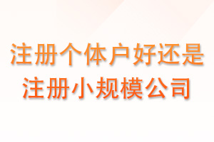 注册个体户好，还是小规模公司更合适？